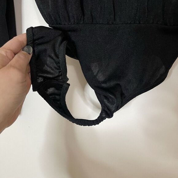 Missguided black long sleeve v neck bodysuit size US 4 - Picture 7 of 7